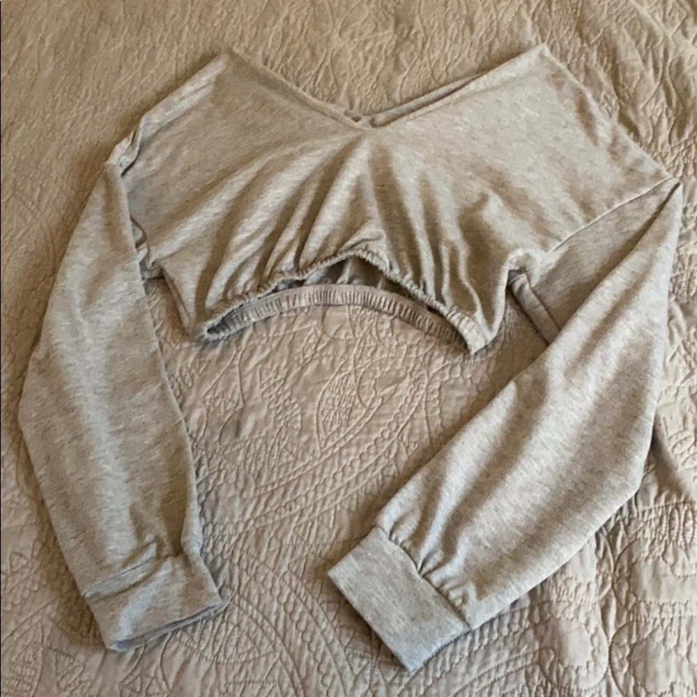 V Neck Crop Sweatshirt